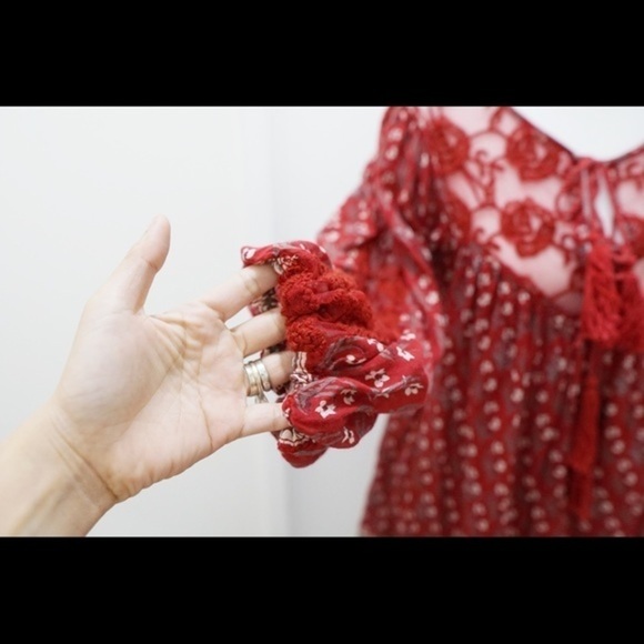 Free people red tunic floral dress size XS - Picture 5 of 7